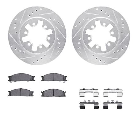 7312-67049, Rotors-Drilled, Slotted-SLV W/3000 Series Ceramic Brake Pads Incl. Hardware, Zinc Coat